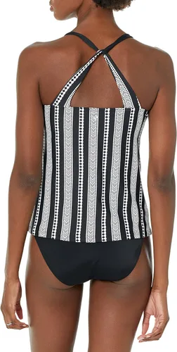 Vista 2 de Next Tankini estándar de 3 capas con rayas de saludo para mujer