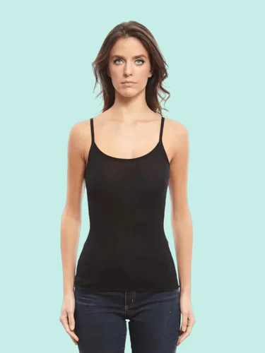 Vista 3 de Women's Lettuce Edge Ribbed Wool & Silk Scoop Neck Camisole Top 3440R