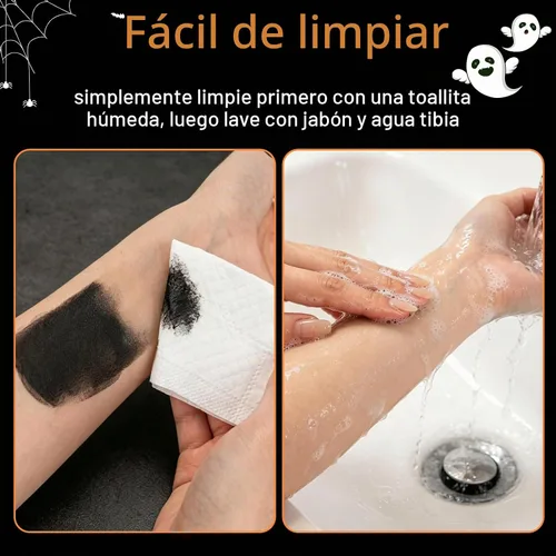 Vista 6 de Black & White Oil Face Body Paint Washable Halloween Cosplay Makeup