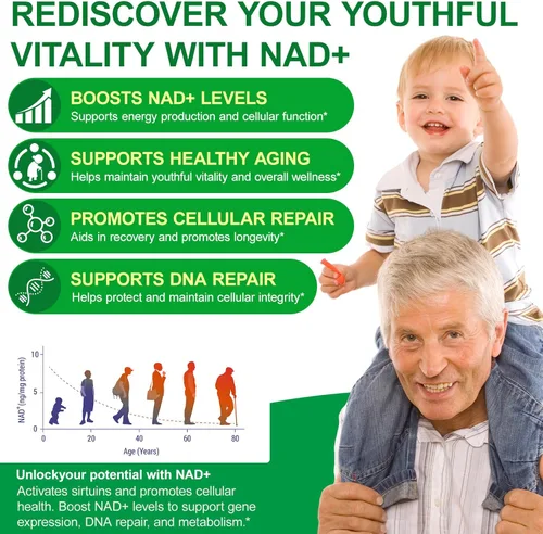 Vista 3 de TKTALKER Suplemento NAD de 2000 mg – 120 cápsulas True NAD & Resveratrol, NMN alternativo liposomal NAD+ para mujeres y hombres, apoya la salud