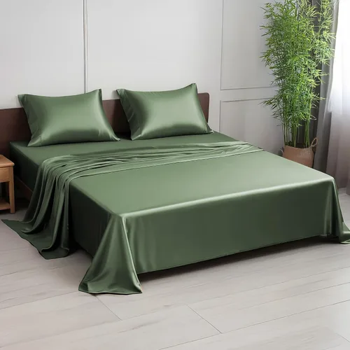 Vista 14 de Linenwalas Juego de sábanas de alta calidad 100% viscosa derivada de bambú, ultra suave, transpirable y refrescante, ideal para personas que duermen