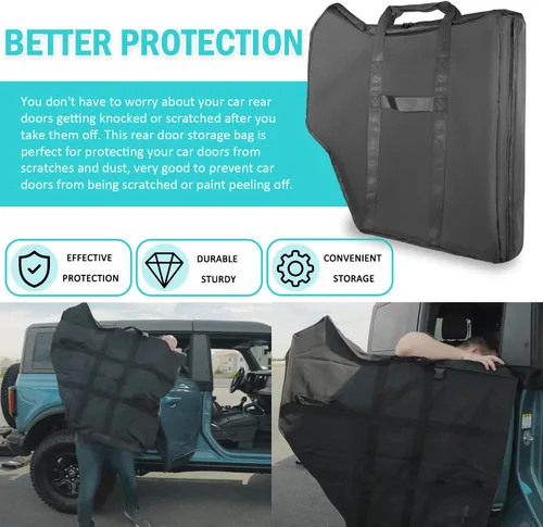 Vista 3 de Par de bolsas de almacenamiento negras para puerta trasera para Ford Bronco modelo 2021-2023