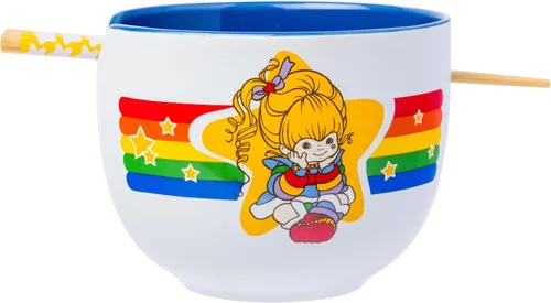 Vista 24 de Silver Buffalo Strawberry Shortcake - Tazón de cerámica vintage para ramen con palillos, apto para microondas, 20 onzas