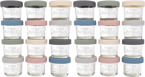 Vista 10 de WeeSprout Tarros de vidrio para almacenamiento de alimentos para bebés con tapas (4 onzas, juego de 12) para bocadillos, puré, recipientes pequeños