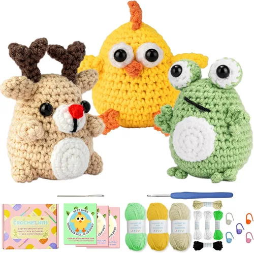 Vista 6 de Uluck Kit de ganchillo para principiantes, kit de ganchillo para adultos con tutoriales en video paso a paso, kit de animales de ganchillo - perro