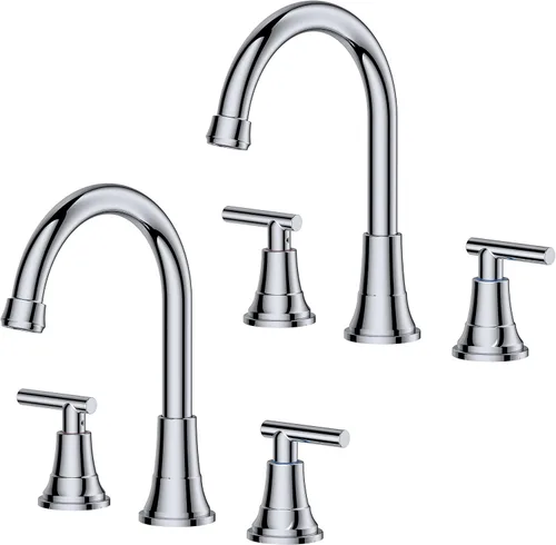 Vista 12 de FORIOUS Juego central de grifos de baño negros y dorados, grifo comercial Negro y dorado