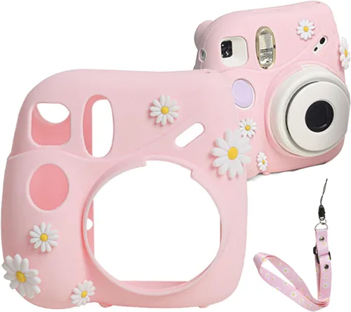 Vista 7 de Funda de silicona para Fujifilm Instax Mini 7+7 Plus piel de cámara instantánea, funda protectora con correa de hombro ajustable