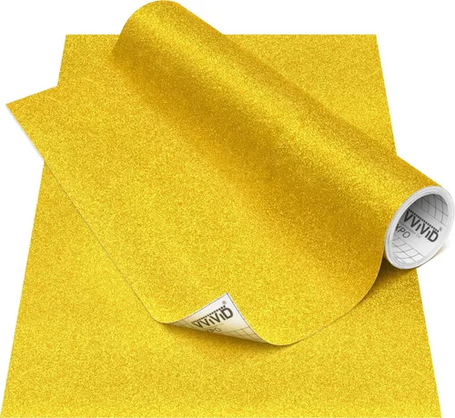 Vista 12 de VViViD Rollo de vinilo adhesivo permanente DECO65 Glitter Gold para manualidades, rollo de 1 pie x 6 pies