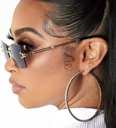 Vista 6 de Tskestvy Gafas de sol rectangulares sin montura para mujeres y hombres gafas de moda de los años 90 accesorios Y2K