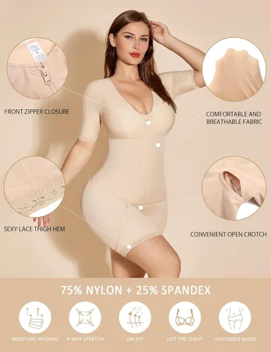 Vista 2 de SHAPSHE Moldeador de cuerpo completo para mujer control de abdomen fajas colombianas entrenador de cintura levantamiento de glúteos con cremallera