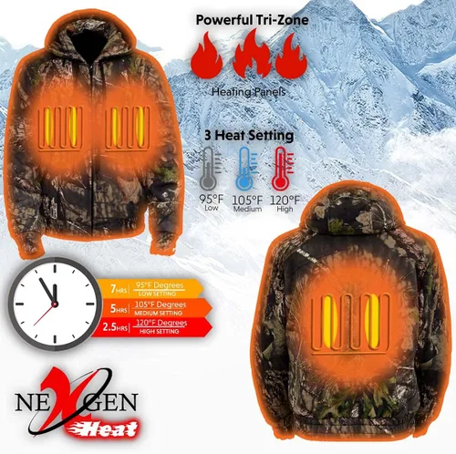 Vista 8 de Milwaukee Performance Sudadera con capucha con cremallera frontal de Mossy Oak 12 V con calefacción frontal y trasera Batería incluida