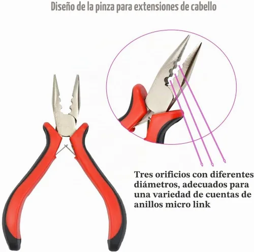 Vista 4 de Juego de herramientas de extensiones de cabello de micro eslabones de 3 Kit de microenlaces de 3 piezas