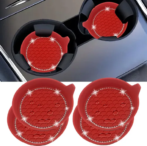 Vista 21 de NBTEPEM 2 posavasos de auto con diamantes de imitación, 2.75 pulgadas, antideslizantes, a prueba de golpes, universal, a la moda, para auto