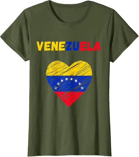 Vista 83 de Camiseta con la bandera venezolana con corazón de Venezuela, Negro