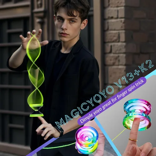 Vista 8 de MAGICYOYO Yoyo Sensible para Niños de 8 a 12 años, Paquete de 2 Yoyos, Truco Profesional de Girar con Dedo para Avanzados, Yoyo de Metal de Doble