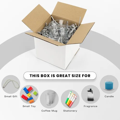 Vista 3 de Golden State Art, Paquete de 28 cajas de envío de 5 x 5 x 5 para tazas de café, velas, regalos por correo, embalaje, almacenamiento, caja de cartón