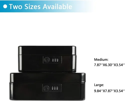Vista 8 de xydled Caja fuerte de acero con cerradura de combinación, caja fuerte para dinero con bandeja extraíble para monedas, tamaño mediano, 7.87 x 6.30 x