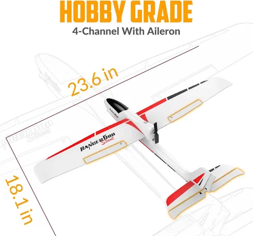Vista 5 de VOLANTEXRC - Avión planeador RC 4CH, nueva versión de avión de control remoto con giroscopio de 6 ejes para principiantes, 3 modos de vuelo