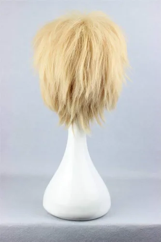 Vista 4 de COSPLAZA. Peluca corta para cosplay, rubia, para hombre y mujer.