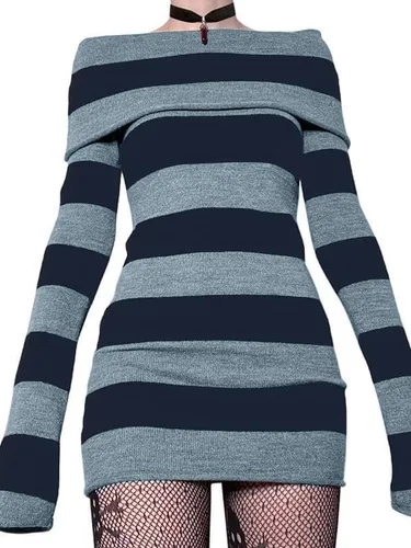 Vista 3 de EMMIOL Sweater Dress for Women Mini Sexy Cable Knit Ribbed Striped Short Fitted Pullover Sweaters Dresses Fall Winter