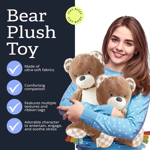 Vista 3 de Itzy Ritzy Snuggles Juguete de Peluche – Animal de Peluche Suave para Bebés, Niños y Adultos – Cintas Sensoriales y Telas Texturizadas para Juego