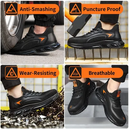 Vista 7 de Zapatos deportivos con punta de acero para hombre, zapatos ligeros para hombre, zapatos de trabajo cómodos, zapatos de seguridad con amortiguación