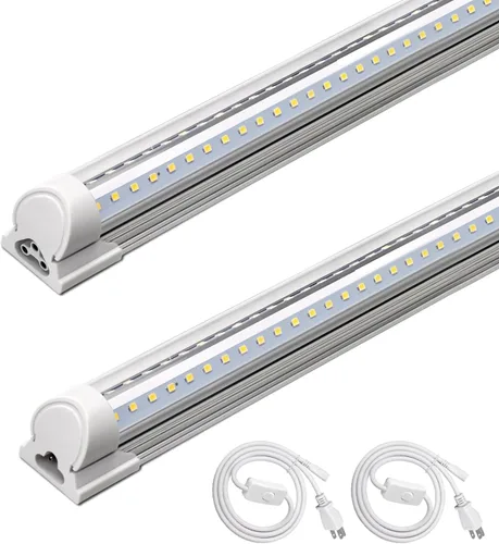 Vista 23 de Barrina T8 Luz LED para Taller 4 Pies, 40W 5500LM 5000K, Cubierta Transparente, Luces de Techo para Garaje, Lámpara LED en Forma de V, Luces