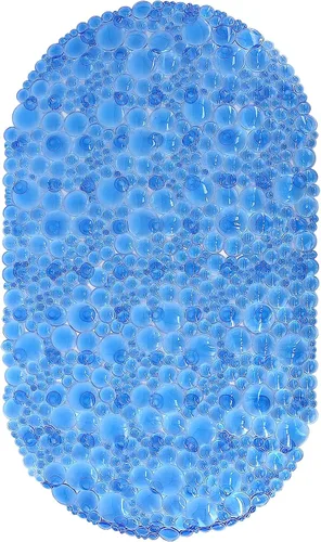 Vista 2 de Splash Home Pop - Tapete para bañera antideslizante, lavable a máquina, para bañera, 27 pulgadas de largo x 15 pulgadas de ancho, PVC, color azul