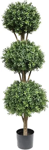 Vista 9 de momoplant Árbol de bola artificial para exteriores, topiarios falsos de 4.6 pies, árboles de triple bola de 56 pulgadas, plantas de boj sintético