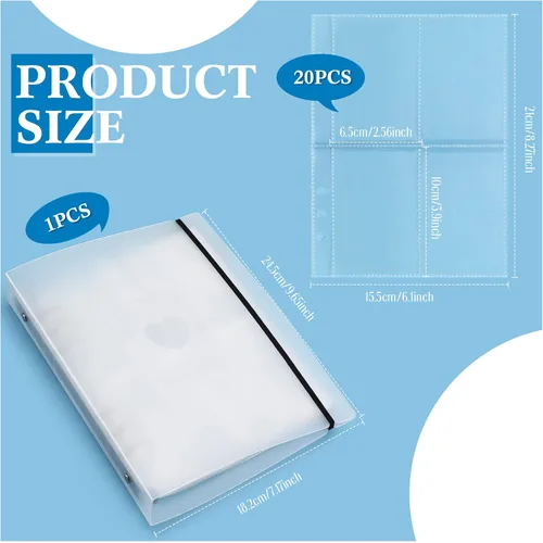 Vista 2 de Spakon Mini álbum de fotos con 20 carpetas interiores de 6 anillos para tarjetas fotográficas A5 Kpop, portatarjetas para libros, carpetas