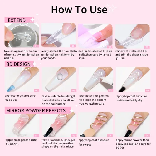 Vista 6 de Gel constructor sólido para uñas, 8.47 oz, 4 onzas, kit de uñas de gel constructor, no pegajoso para extensión de uñas, solución de engrosamiento