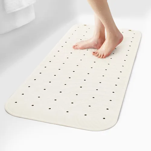 Vista 9 de Alfombra de Goma Extra Larga para Bañera, Alfombra Antideslizante para Ducha y Bañera, 39x16 Pulgadas, Alfombra de Piso para Bañera con Ventosas