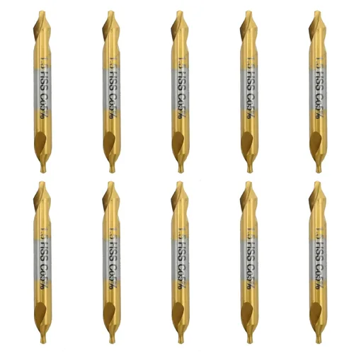 Vista 9 de MDEOOSKY 10 brocas centrales de 0.079 in - M2 HSS con revestimiento de titanio, punta combinada de 60° para torno y proyectos de molino y metalurgia