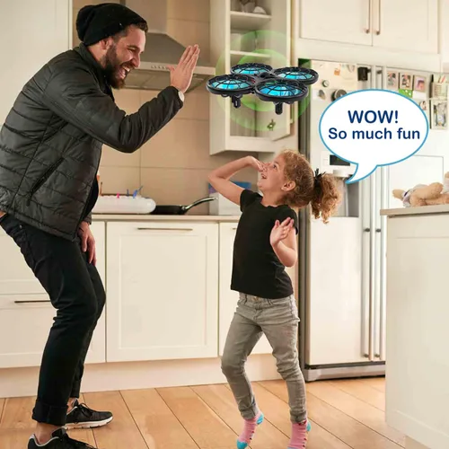 Vista 3 de Loolinn Drones para regalo para niños – Mini dron, dron RC con tecnología anticolisión automática, seguro para niños, fácil de volar, giro