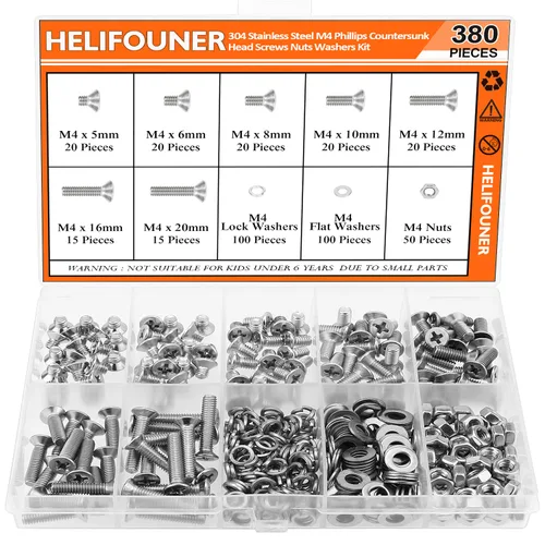 Vista 11 de HELIFOUNER 560 Piezas M2 x 4 mm / 6 mm / 8 mm / 10 mm / 12 mm / 16 mm / 20 mm, Tornillos de Cabeza de Botón con Cavidad Cilíndrica, Tuercas