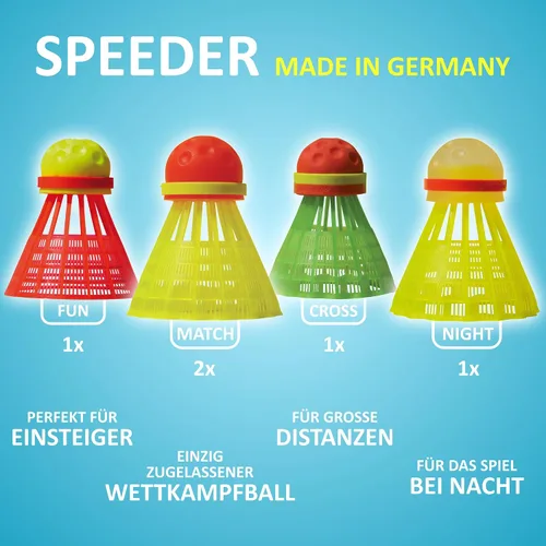 Vista 3 de Speedminton® S700 Set – Original Speed Badminton/Crossminton Allround Set Incluye 5 Speeder®, Pitch Bag, Bolsa