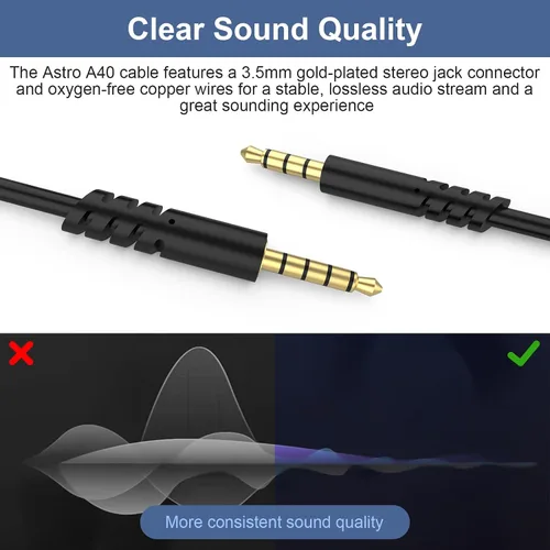 Vista 4 de Cable de auriculares A50 con silencio en línea y control de volumen compatible con Astro A40TRA40A10A30A50 Cable de auriculares