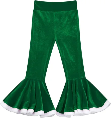Vista 3 de Hansber Leggings de sirena metálica con cola de pez para niñas, pantalones acampanados para cumpleaños, festivales, fiestas de Navidad