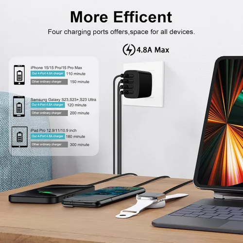 Vista 2 de Estación de carga USB para Samsung Galaxy S26 Ultra S25 FE S24 S23 S22 S21 S20 A17 A16 5G A56 Z Flip 7 Z Fold 7, bloque de carga rápida, enchufe USB