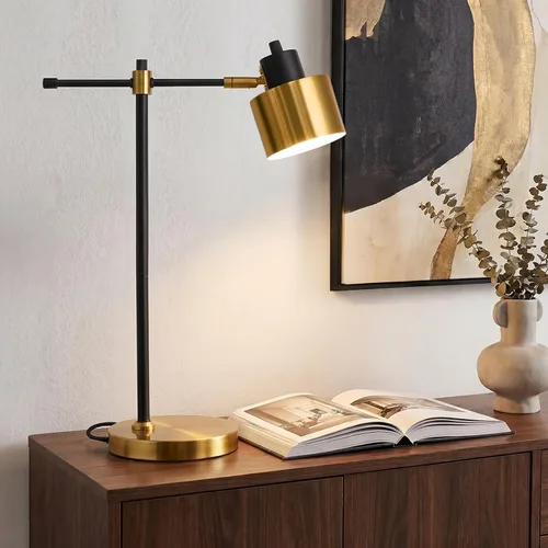 Vista 12 de OYEARS Lámpara de escritorio moderna de 22.2 pulgadas, lámpara de mesa de metal con bombilla LED, lámparas de lectura ajustables para sala de estar