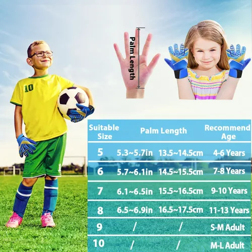 Vista 7 de Jalunth Guantes de Portero de Fútbol para Niños y Jóvenes, Guantes de Guardameta Jugador de Campo para Niños y Niñas, Palma de Látex Antideslizante