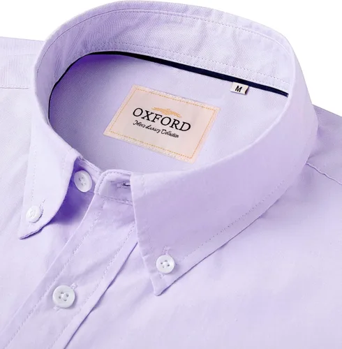 Vista 2 de Alimens & Gentle Camisa Oxford de manga corta para hombre, ajuste regular, cuello abotonado, con bolsillo