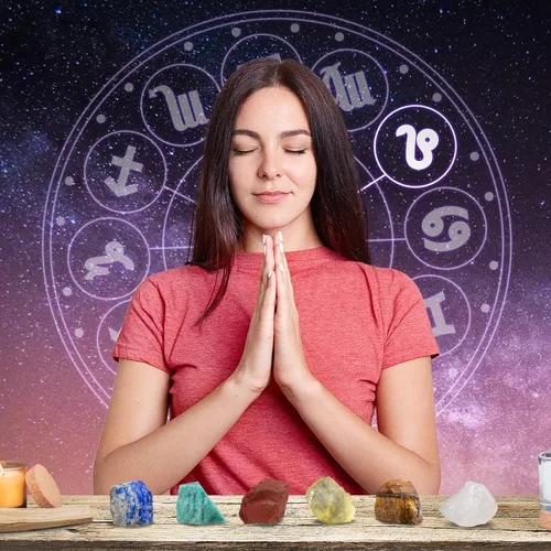 Vista 3 de Nicetage Leo - Ideas de regalo de cristales curativos, 12 signos del zodiaco, cristales curativos naturales con juego de caja de horóscopo, 6