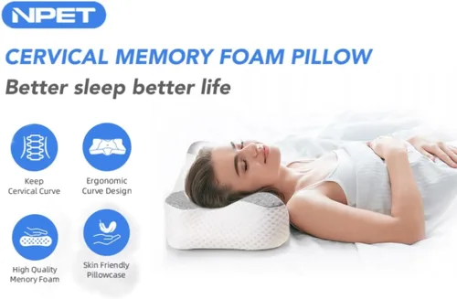 Vista 4 de NPET 09 Almohada cervical para aliviar el dolor de cuello, diseño hueco ergonómico
