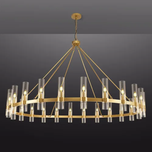 Vista 22 de Candelabro de 12 Luces de Latón Redondo 36" Candelabros de Rueda de Vagón de 91 cm para Fijo de Iluminación de Comedor Tubo de Vidrio Transparente