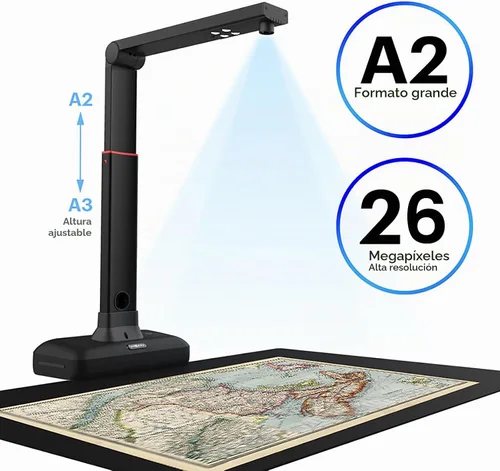Vista 2 de VIISAN Escáner de libros y documentos de gran formato, tamaño de captura A2/A3, cámara de documentos USB de 26 MP con aplanamiento automático