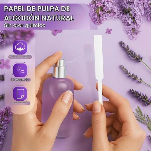 Vista 3 de 500 piezas de tiras para prueba de perfume, tiras de prueba de fragancia premium y multiusos, papel de muestra para prueba de aroma de perfume