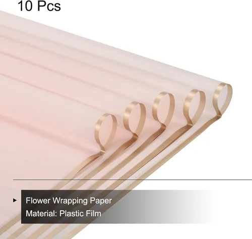 Vista 3 de MECCANIXITY 10 piezas de papel de regalo de flores con borde dorado, color loto, 22.8 x 22.8 pulgadas, impermeable, para suministros de ramo