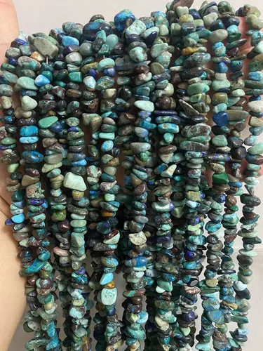 Vista 6 de Cuentas de piedras preciosas naturales de finchenita de azurita de 0.315 a 0.315 pulgadas, cristales curativos, pulseras de cintura, kit de collar