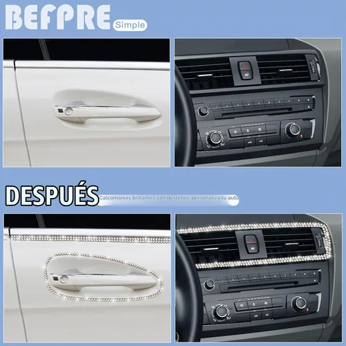 Vista 6 de Kingdder Moldura Brillante para Auto de 16.4 Pies Autoadhesiva con Cristales de Strass Brillantes Accesorios de Interior y Exterior de Auto
